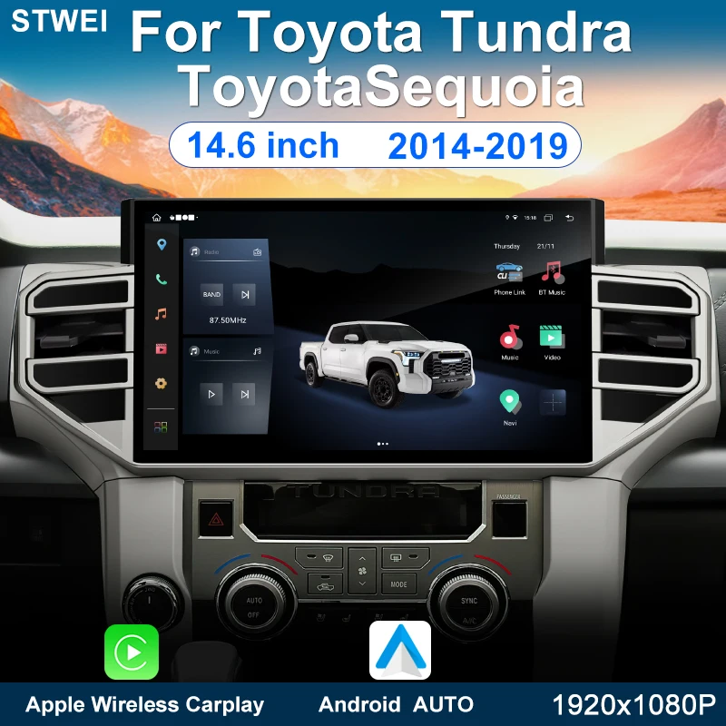 Android 13 For Toyota Tundra Sequoia 2014 2019 14.6-inch car Radio Multimedia Player GPS Navigation Carpet Wireless Android car