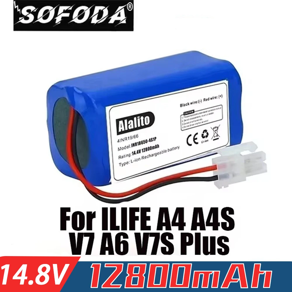 

Original 14.8V 12800mah Lithium Battery For ILIFE A4 A4s V7 A6 V7s Plus Robot Vacuum Cleaner INR18650 M26-4S1P battery