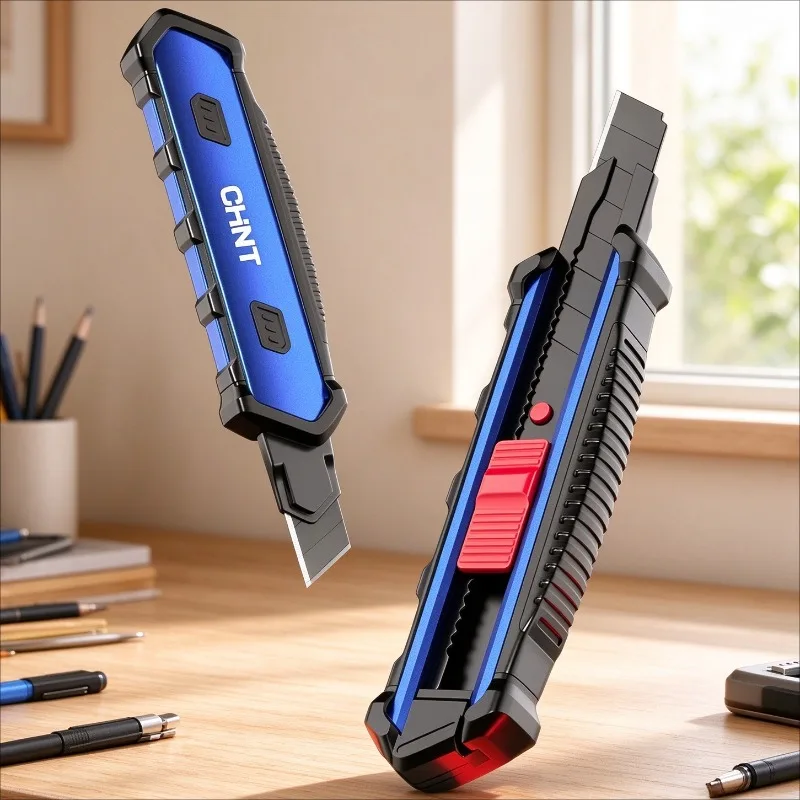 CHNT Utility Knife Aluminium Alloy Big Size Unpacking Paper Cutting Wallpaper Knife Professional Cutting for Paper Cardboard DIY