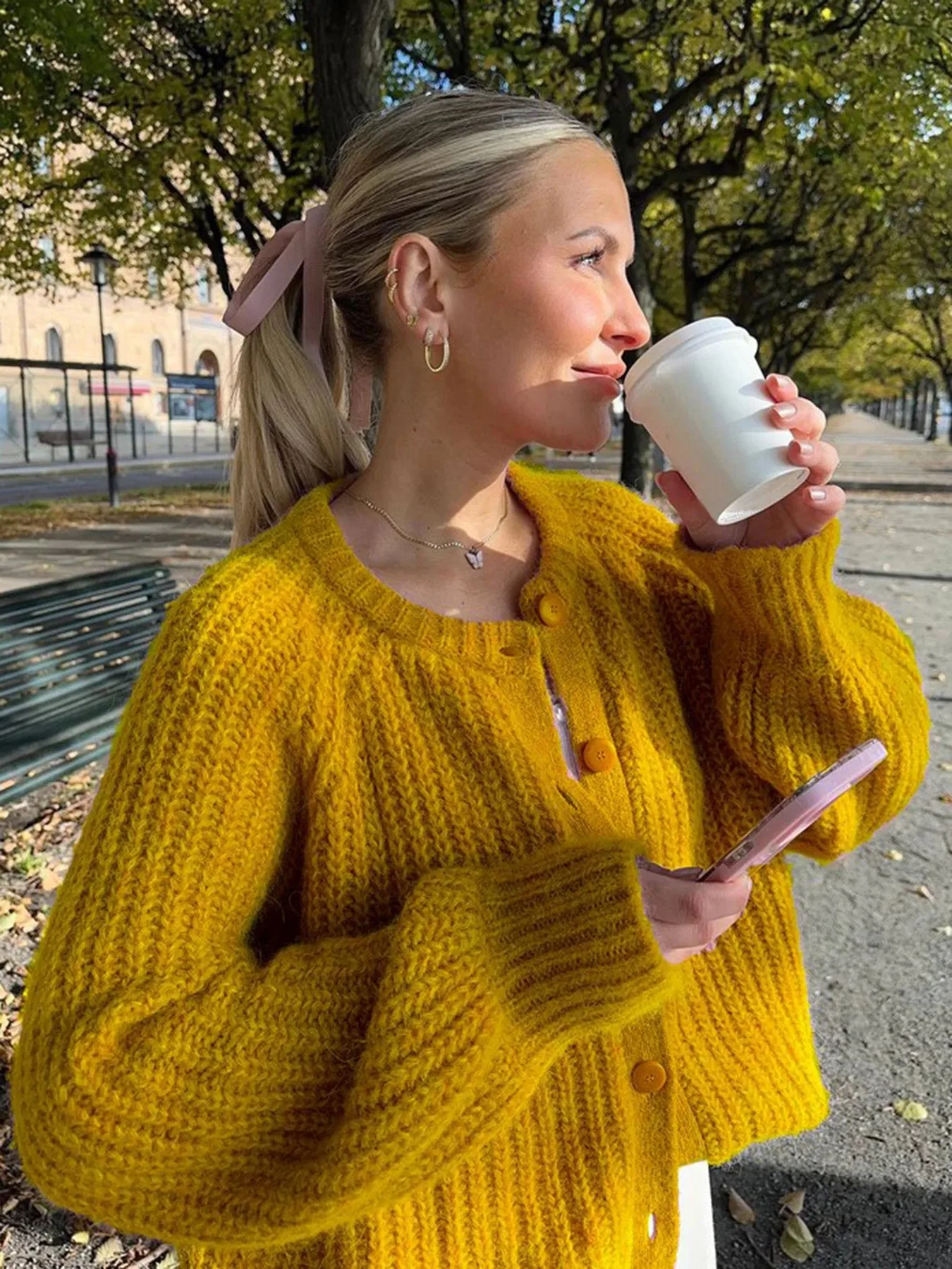 Open Front Button Front Sweater Regular Fit Elegant with Long Sleeve Graceful Elegant Commuter Chic Spring Cardigan for Women
