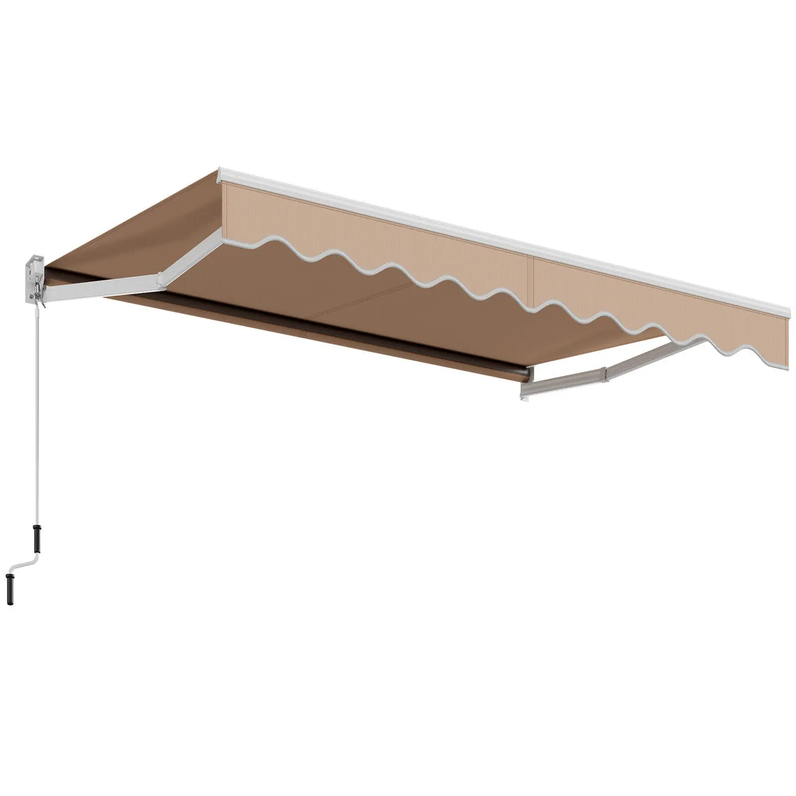 US 10 'x8' Retractable Awning Aluminum Patio Awning Cover with Crank Handle Sun Shade Rainproof Cove