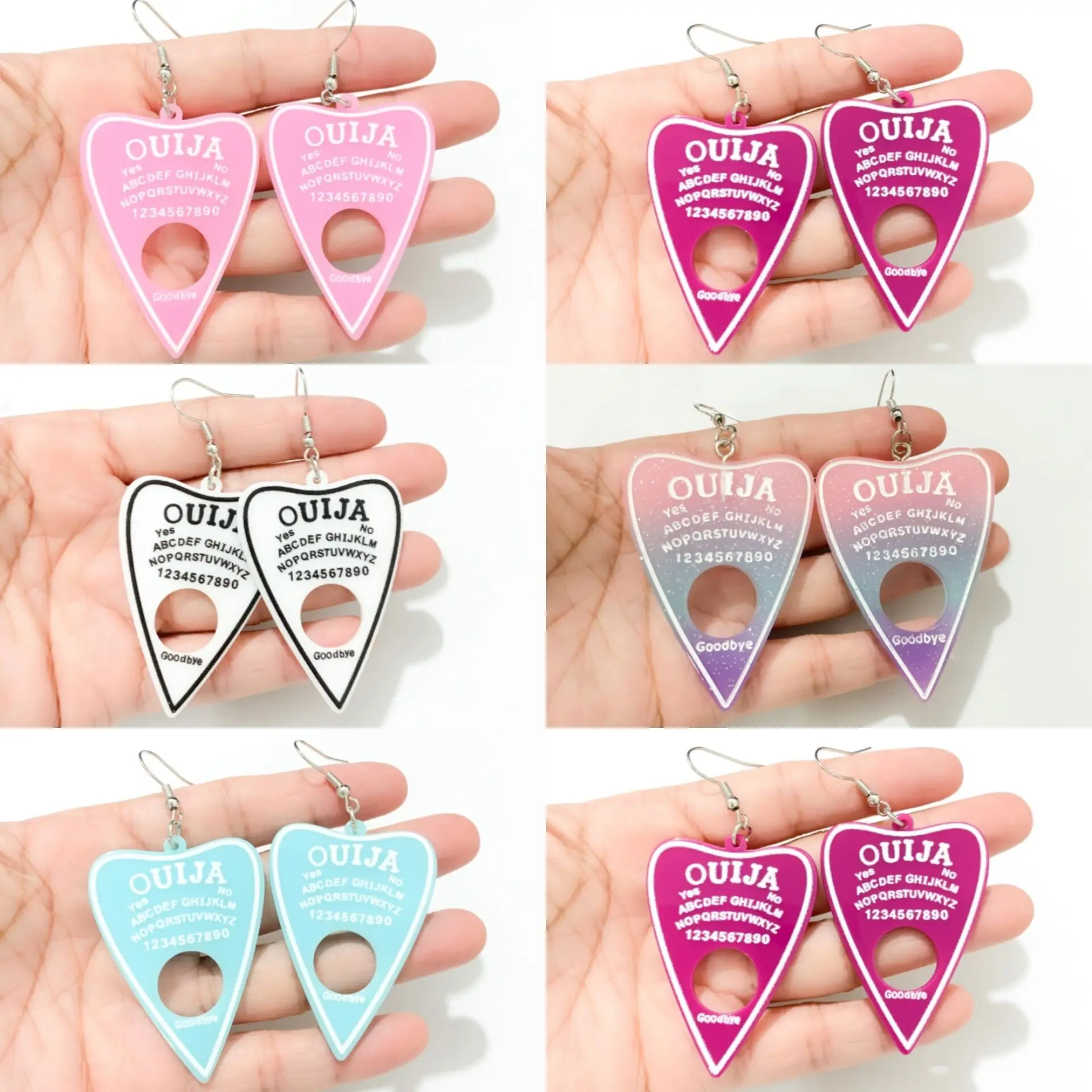 1 Pair Acrylic Ouija Board Heart Shaped Earrings Colorful Gradient Pendants Earring for Women Ear Rings Party Gifts