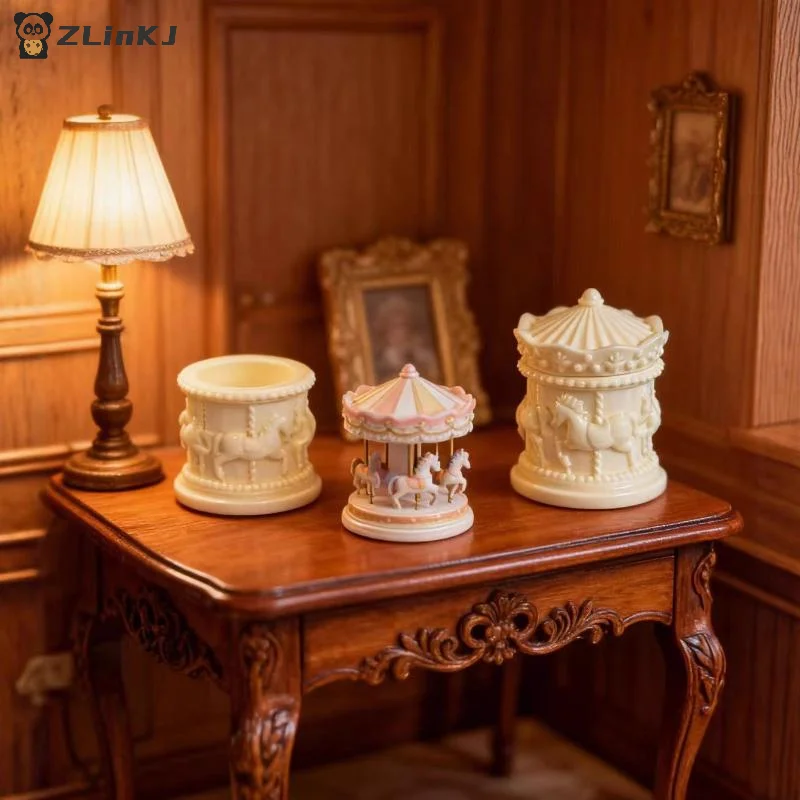 ▶1Pcs Miniature Carousel Mini Storage Box Model Dollhouse Accessories Kids Play Toys