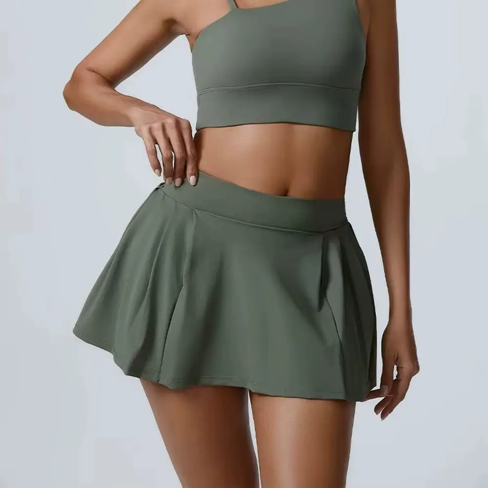Yoga Skirt Quick Dry Running Sport Skirts  Lined Shorts Fitness Tennis Skirt Golf Wear for Women High Waist Sports Short Skirt