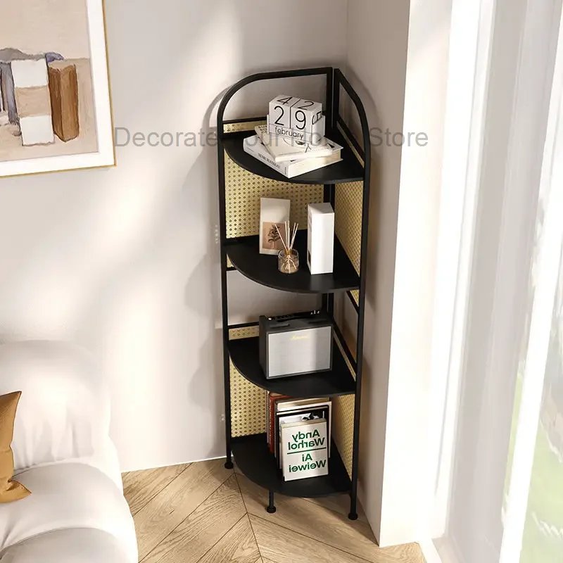 

Iron Storage Rack Living Room Small Corner Display Rack Light Luxury Multi-Layer Book Storage Rack Display Cabinet Bookshelf