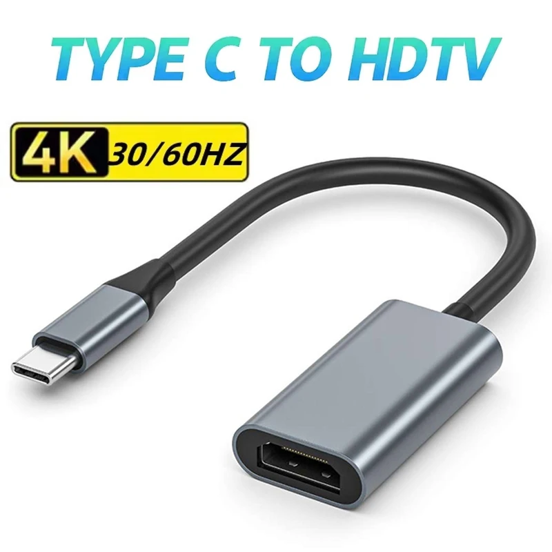 Aluminum Alloy Type C To HDMI-compatible Adapter USB C HDTV Converter Cable For MacBook Pro Air iPad Xiaomi OPPO Huawei Tablet