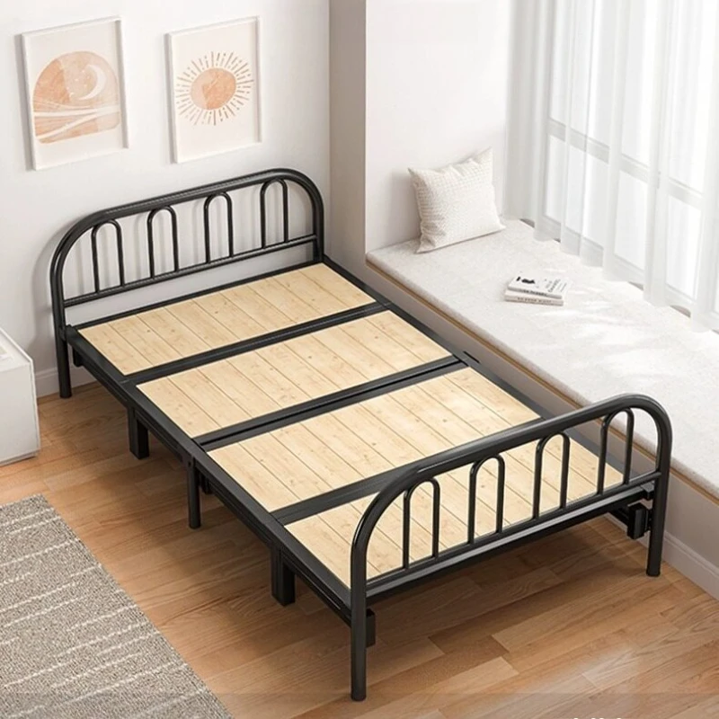 minimalist Folding bed 1.5 meters 2 people solid wood modern Single bed 1.2 meters comfortable cama de casal bedroom furniture