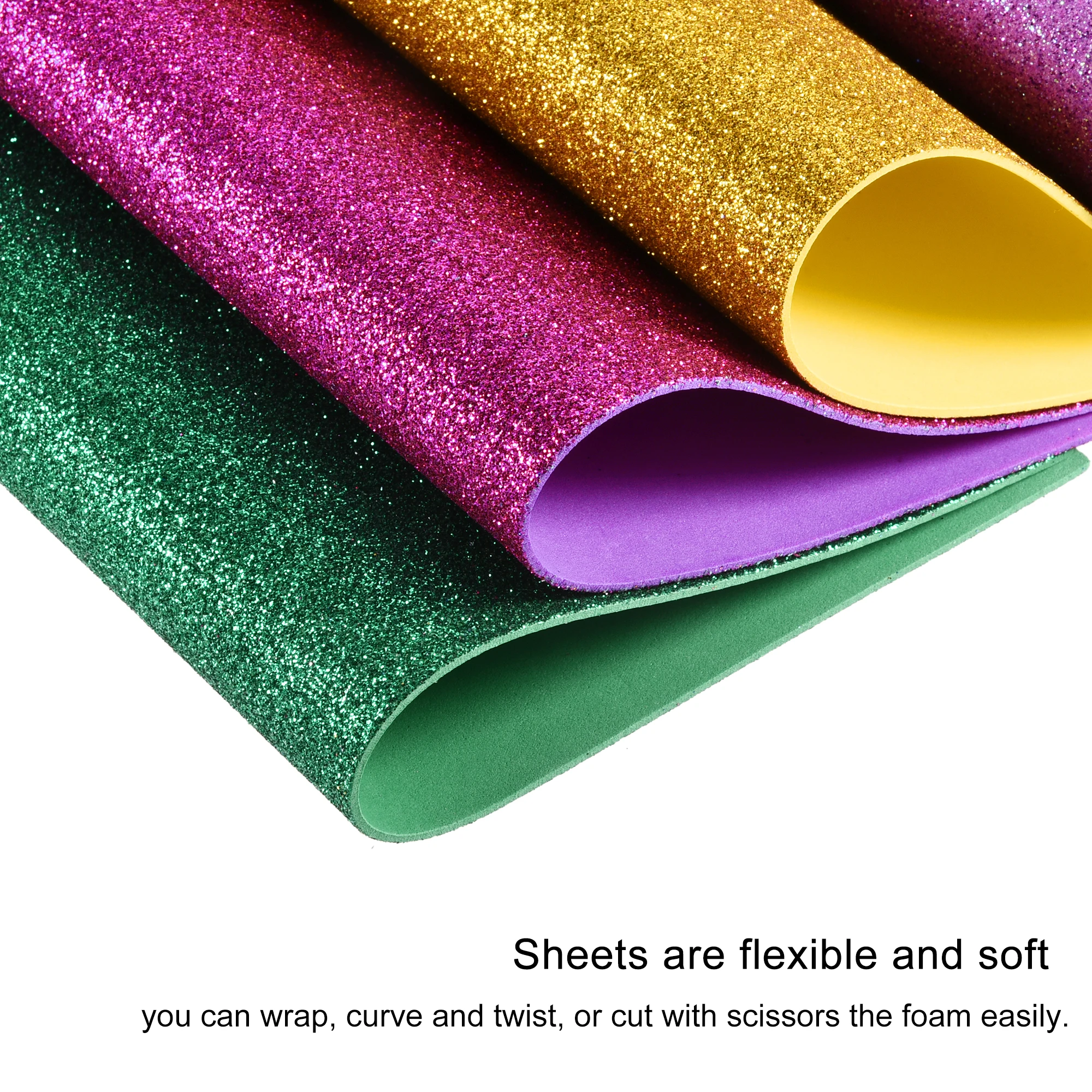 

1/2Set 20*30cm Colorful Powder Glitter EVA Foam Sheets 2mm Thickness Flexible EVA Foam Sheet No Adhesive Backing DIY Handmade