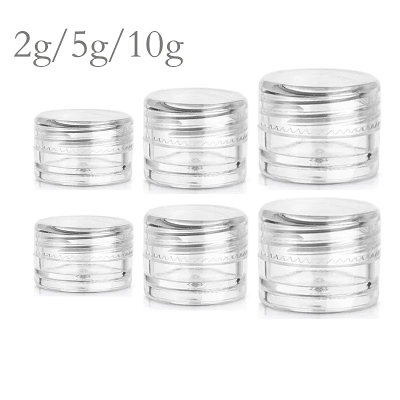 50/100pcs 2g/5g/10g  Cosmetic Jar Pots  Makeup Lip Balm Container Transparent Empty Plastic Sample Bottles Eyeshadow Cream