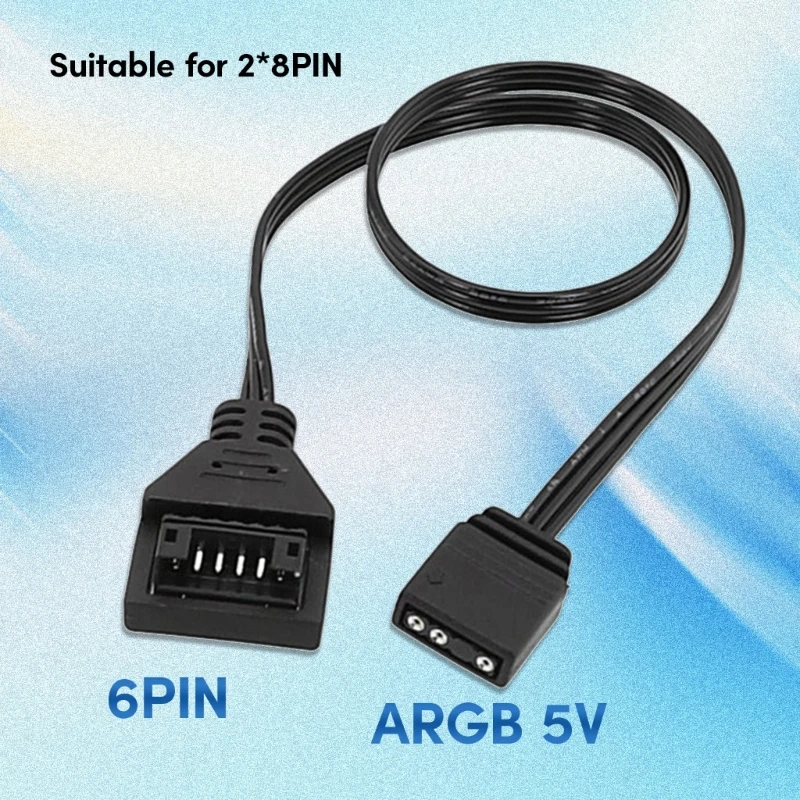 ARGB Adapter Cable 5V 3pin to ARGB 5V 8Pin/6Pin Male Adapter Cable Enhances Your Lighting Solution 30cm Long Replacement