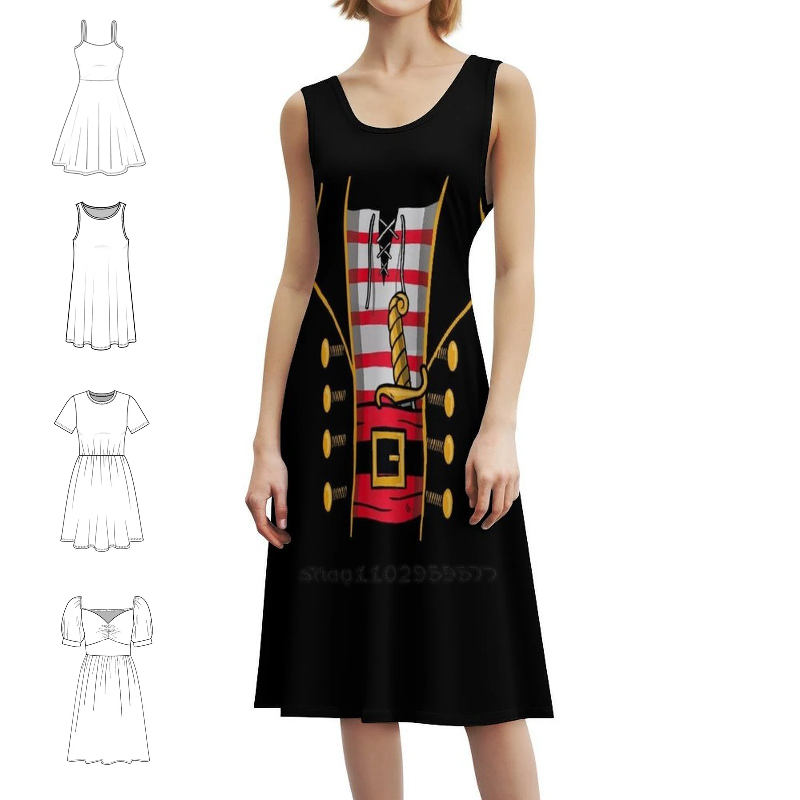 القراصنة القرصان مضحك هالوين نمط Preppy فستان قصير للنساء ألف خط فضفاض صالح فستان يوم غير رسمي القراصنة هالوين هالوين #1