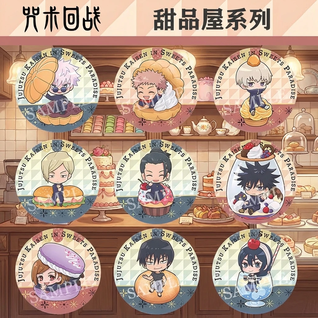 

Набор значков по аниме Jujutsu Kaisen: Годжо Сатору, Итадори Юдзи, Фушигуро Мегуми, Кугисаки Нобара. Металлические эмалированные значки с персонажами, коллекционные.