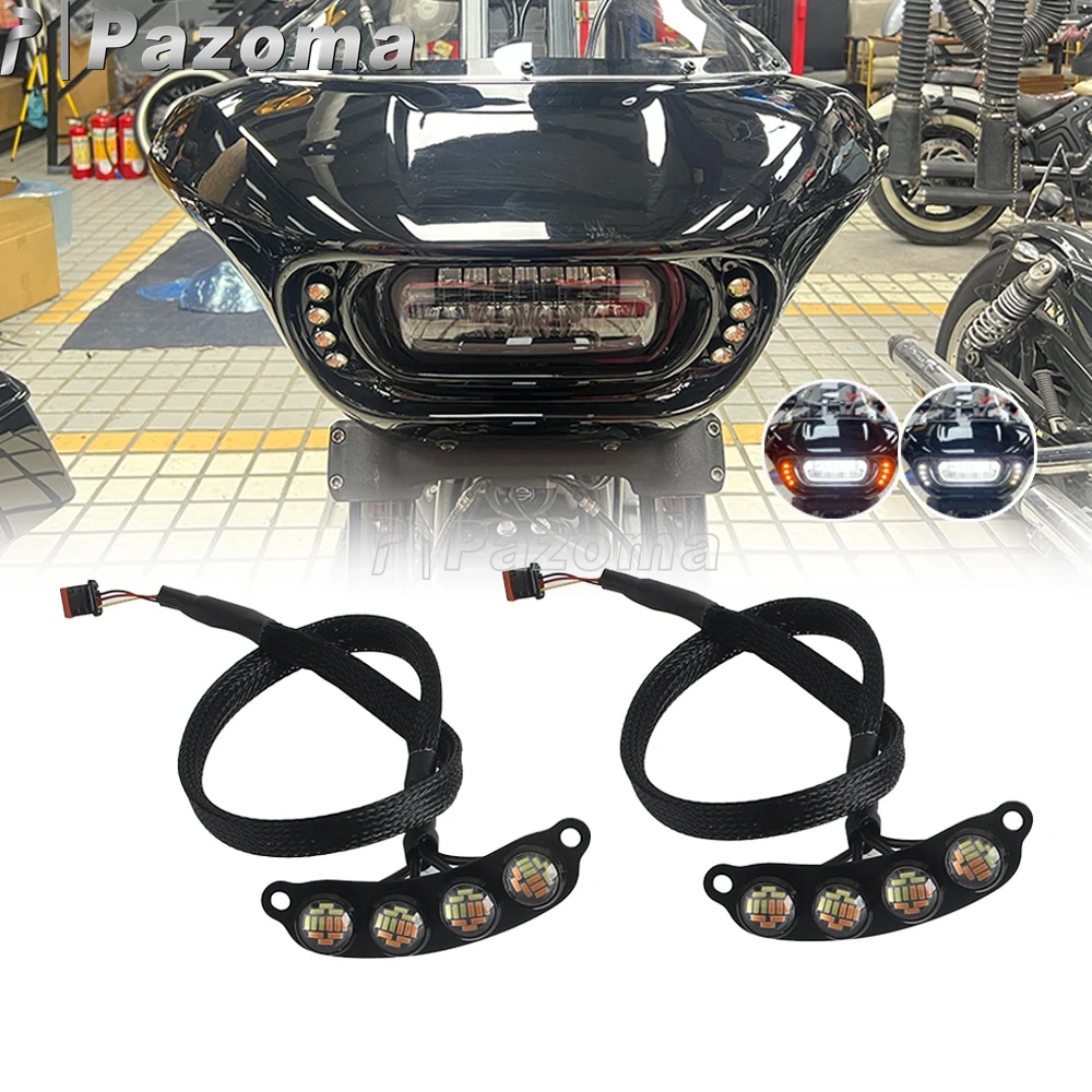 

Motorcycle LED Turn Signal Light Amber Flashing Lighting LED 4014 12-SMD DRL For Harley Softail Fat Bob FXFB 114 FXFBS 2018-2024