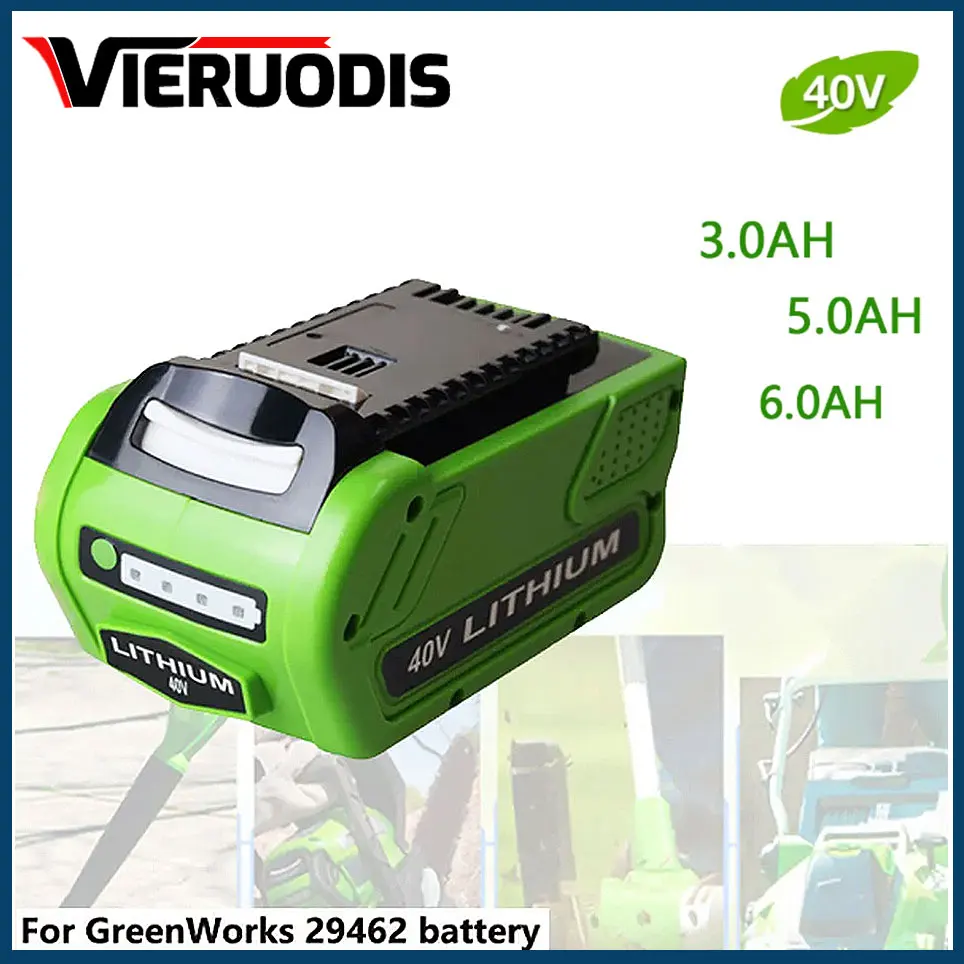 

For GreenWorks 29462 40V 6000mAh Rechargeable Battery For 29462 29472 29282 G-MAX Replacement Lawn Mower Power Tools Battery