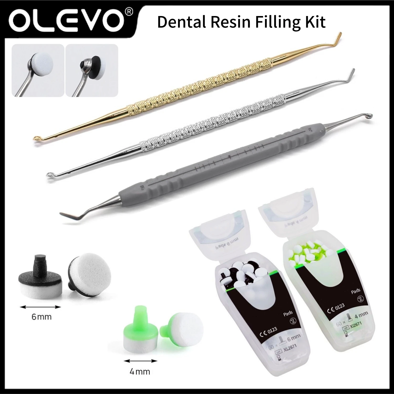 Dental Resin Filling Kit Molding Tools Veneer Foam Pads Composite Light Cure Holder Resin Spatula Trimmer Handle Teeth Whitening