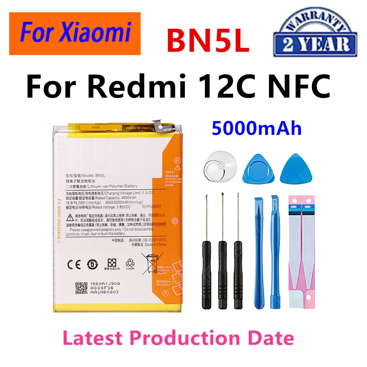 Nowa bateria BN5G BN5K BN5L BM5R do Xiaomi Redmi 10C/10A Redmi 12C & 22120RN86G/ Redmi 12C NFC/Redmi 12 5G + narzędzia — zdjęcie produktu 4