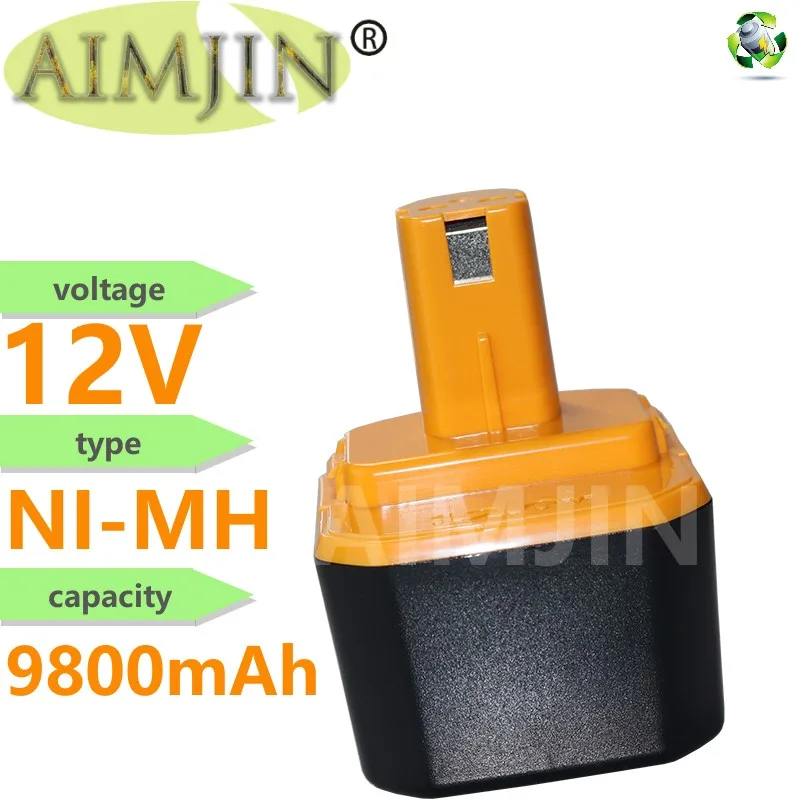 

NI-MH 12V 9800mAh For Ryobi Replacement Power Tool Battery 1400652 BID1211 CCD1201 CHD1201 CHD1 202 CTH1201 CT