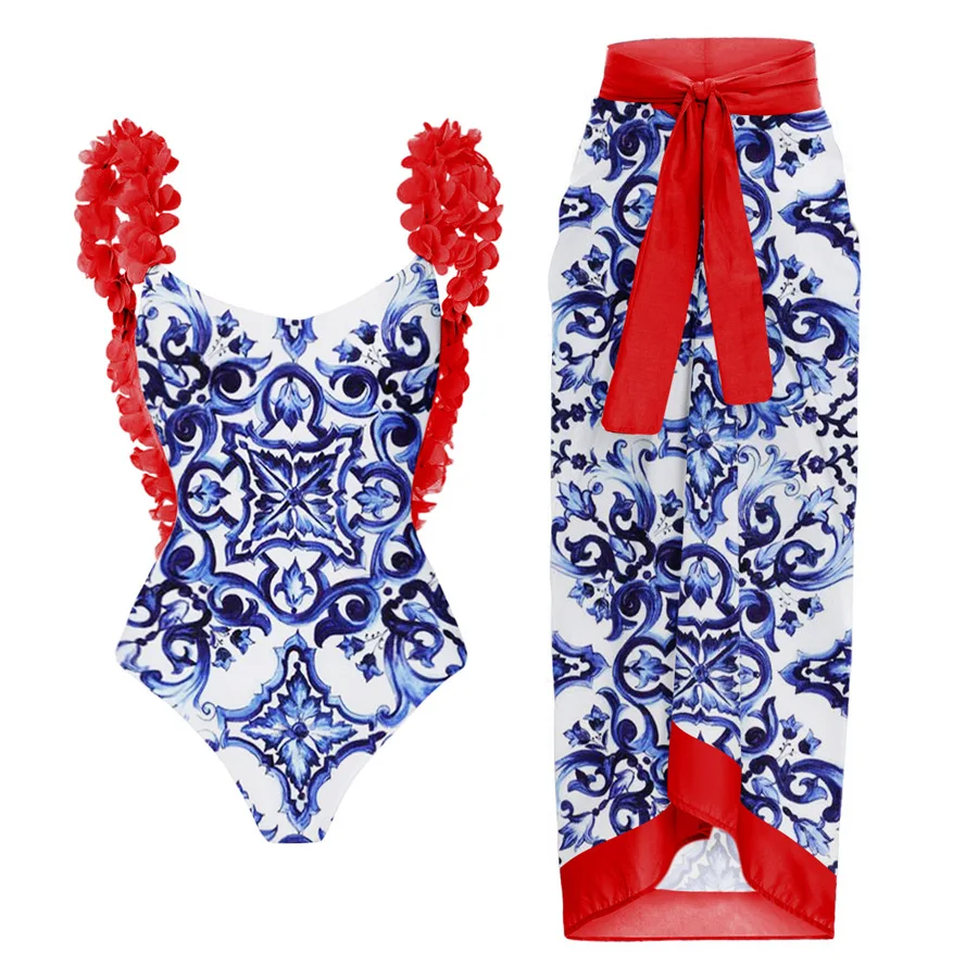 One Piece Swimsuit For Women Europe America One-piece Swimsuit Handmade Applique Backless Sexy Swimsuit Sui