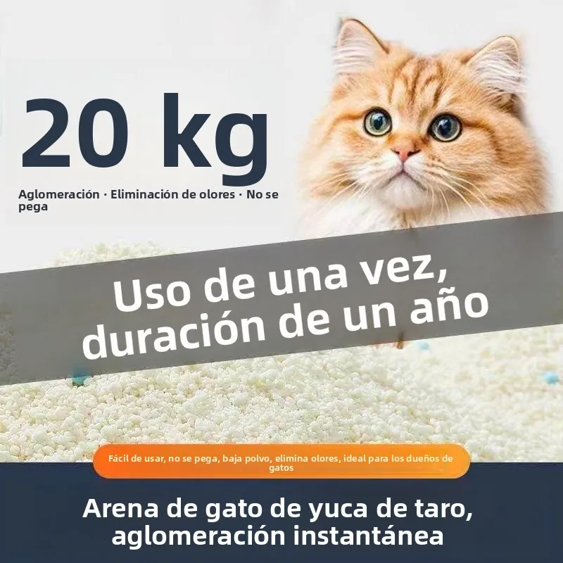 Arena para gatos de yuca pura de bajo polvo y control de olores 10kg 20kg, mezcla de tofu y arcilla bentonita, organizador de...