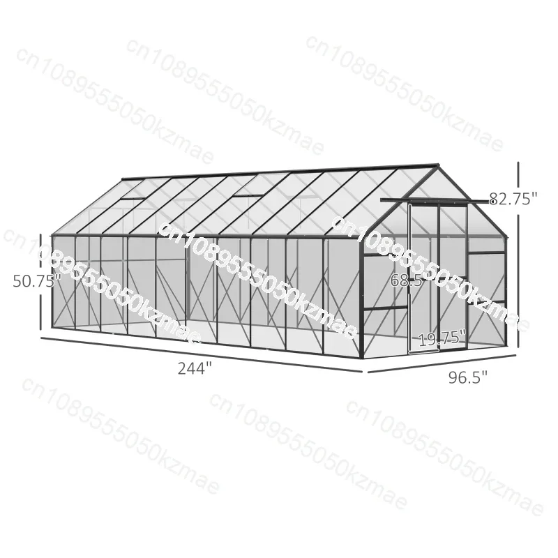 

20' x 8' /16' x 8'Aluminum Greenhouse with Adjustable Roof Vent, Rain Gutter and Sliding Door for Winter, Clear