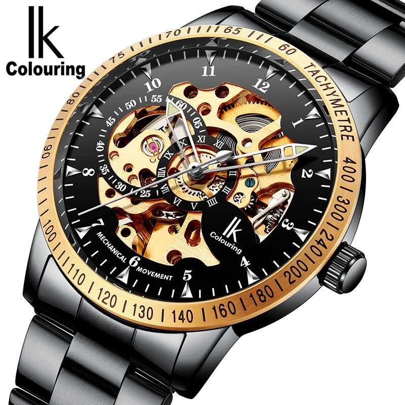 IK Colouring Automatic Watch for Men Mechanical Wristwatches Luxury Skeleton Relogio Masculino Watches