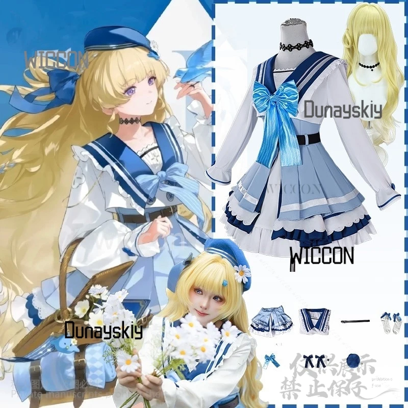 

Anime Game Wuthering Waves Cosplay Phoebe New Costume Blue Dress Jirai Kei Girls Sweet Lolita Cute Uniform Halloween Customized