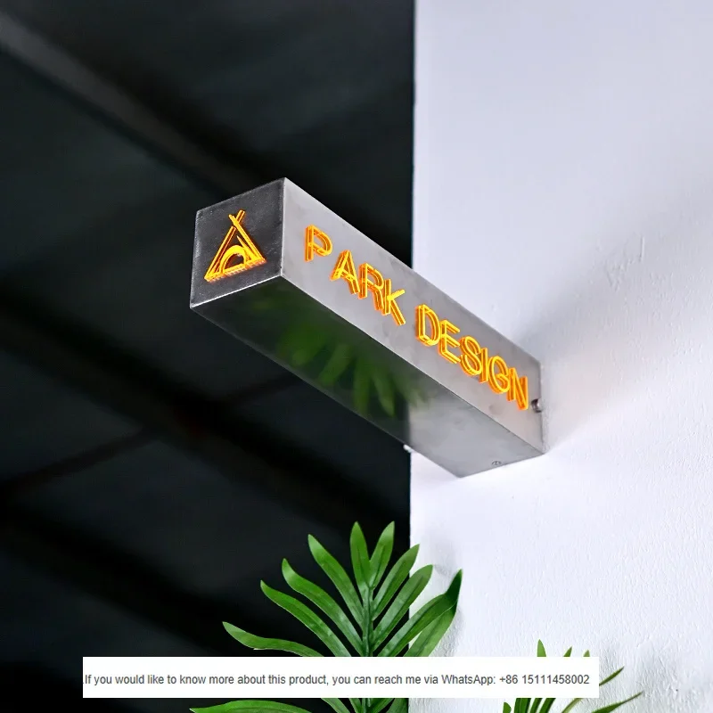 Customized Waterproof Side Mounted Multi-faceted Luminous Stainless Steel Light Box for Outdoor Coffee Shop