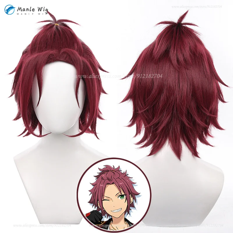 ES  Isara Mao Cosplay Wig 32cm Short Red Brown Wig Heat Resistant Synthetic Hair Isara Mao Cosplay Anime Wigs