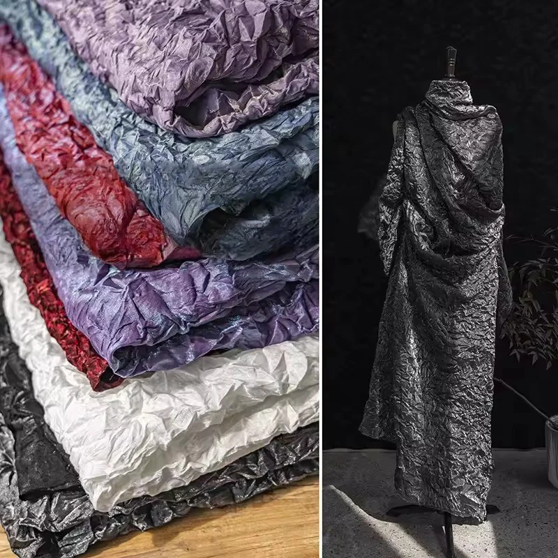 50x117cm Gradient GlassTexture Pleated Fabric Creative Modeling Reconstruction Designer Fabric For Diy Sewing Dress Pants Hanfu