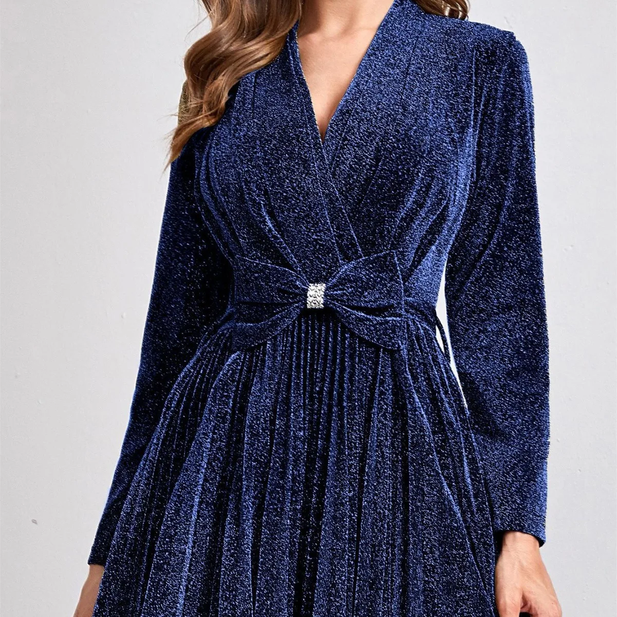 Eid Dubai Turkey Abaya Hijab for Women Fashion V-neck Long Sleeved Elegant Evening Party Muslim Dress Woman