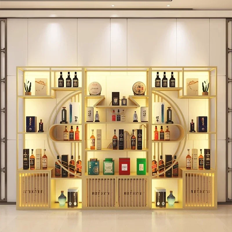 

Victorian Wine Cabinet Shelves Minimalist Luxurious Restaurant Muble Kitchen Whiskey Rack Vitrine Showcase Furniture Cabinet