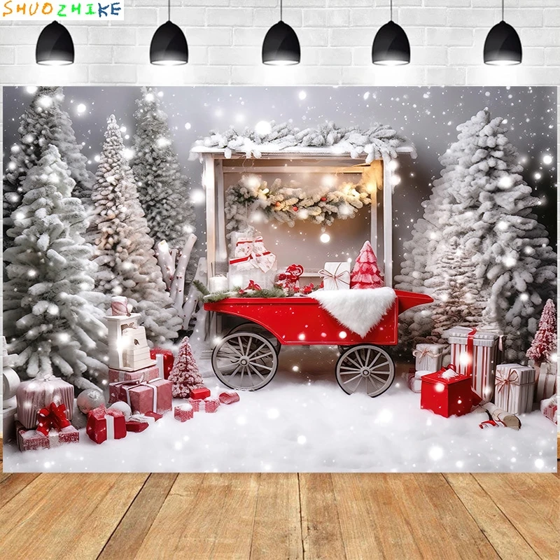 عيد الميلاد يوم السنة الجديدة خلفيات للتصوير الفوتوغرافي الموقد أشجار عيد الميلاد هدايا الثلوج الشتاء عطلة حفلة ديكو خلفية الصورة XU-08 #2
