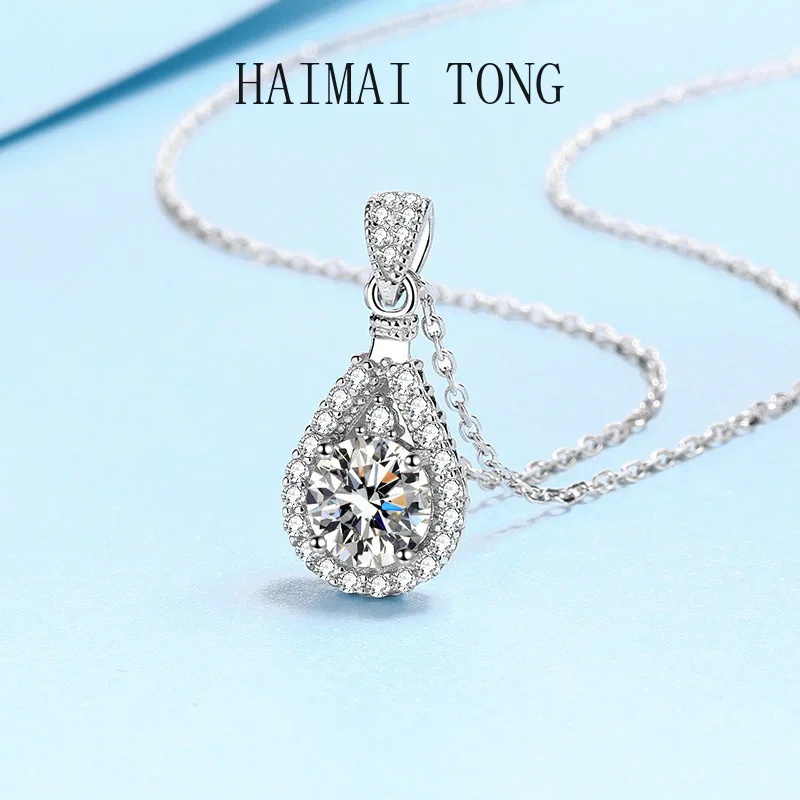 Water drop PT950 Platinum Real Moissanite D color Necklace for Women 1/2/3/5ct Diamond Pendant for Girlfriend sparkling Jewelry