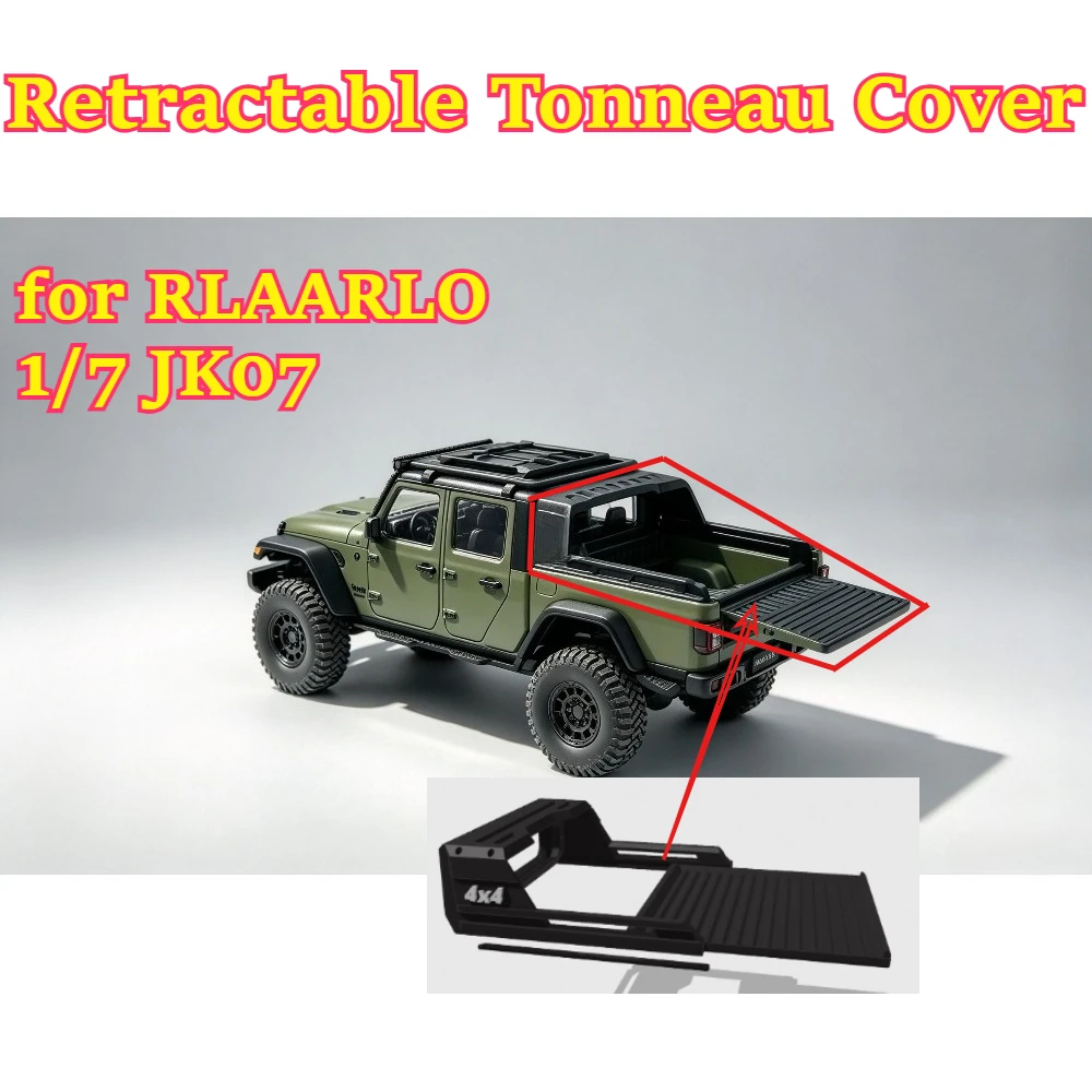 RC car hobby Retractable Tonneau Cover heavy duty upgrade fitting for RLAARLO 1/7 JK07 custom size replacement spare accessories