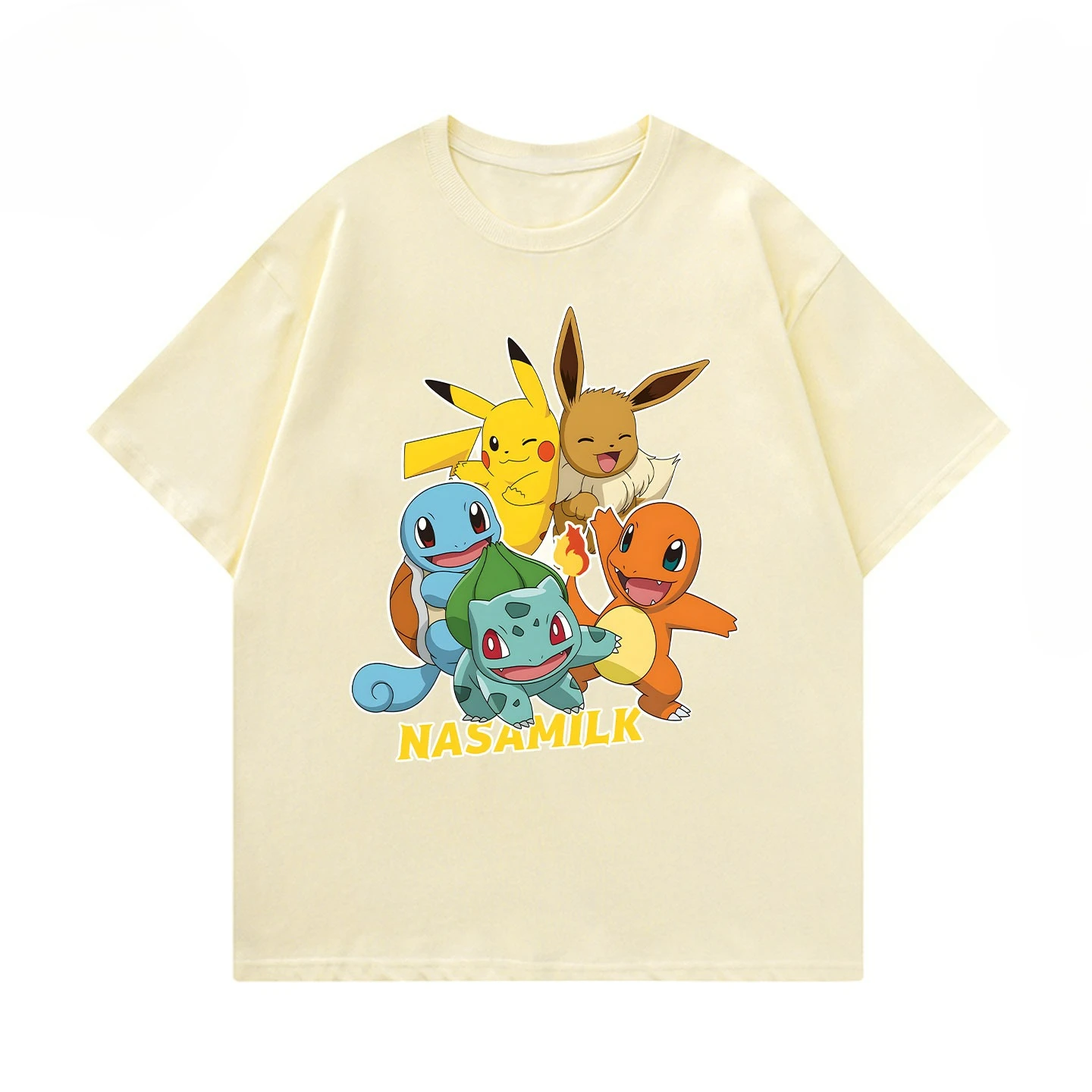 T-shirt per ragazzi e ragazze stampate Pok É Mon realizzate in puro cotone traspirante per coppie maniche corte Nuovo top estivo di alta qualità