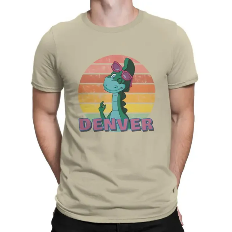 Cute Men TShirt Denver the Last Dinosaur Cartoon O Neck Tops 100% Cotton T Shirt Humor Top Quality Birthday Gifts