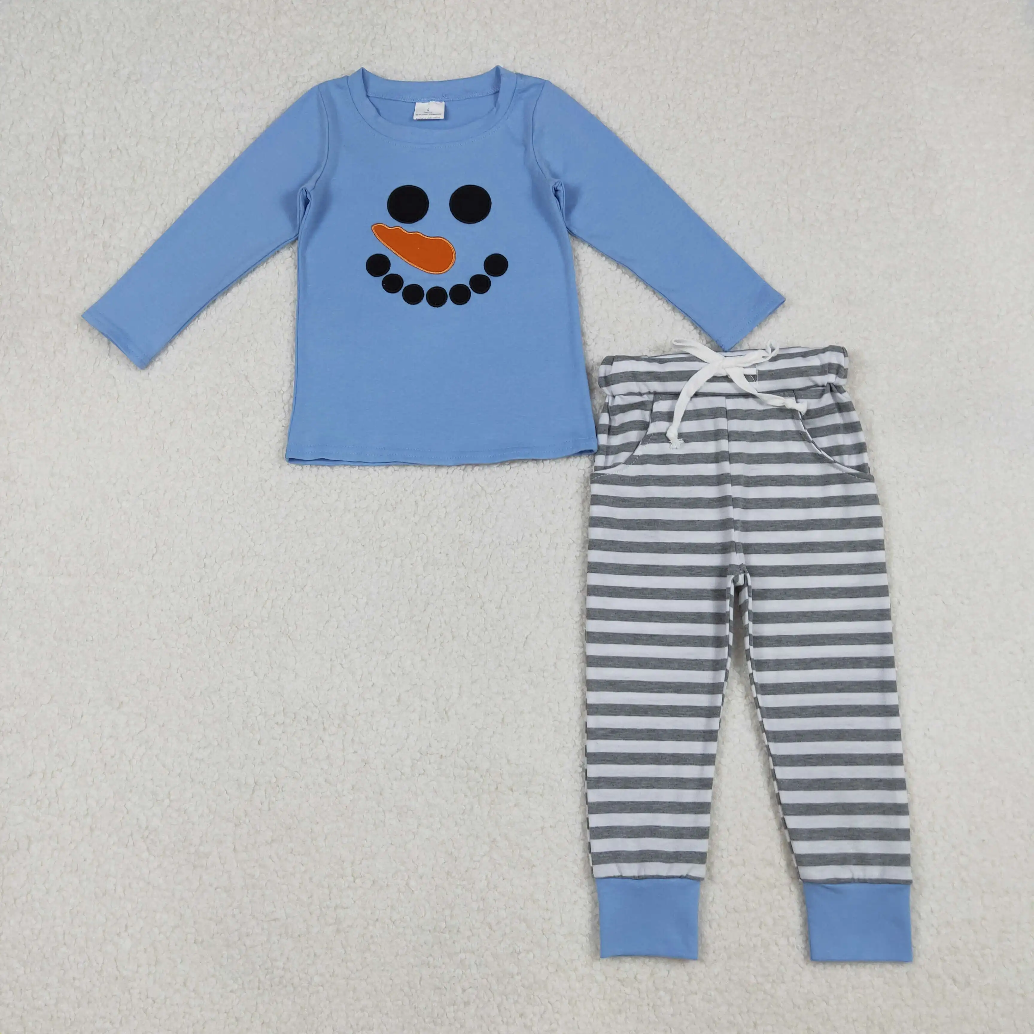 Hot Sale Baby Boys Girls Pajamas Sets Clothes Kids Nightwear Sibling Embroidery Christmas Long Sleeve Top Pant Toddler Sleepwear