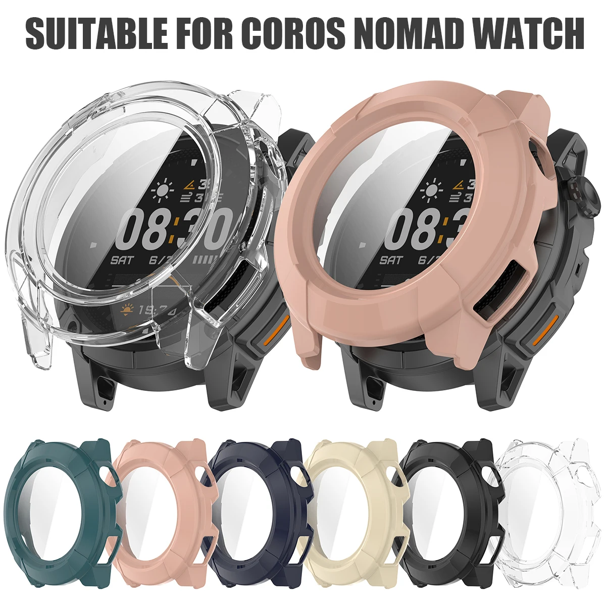 Funda de PC + vidrio templado para reloj inteligente COROS NOMAD, funda protectora de pantalla hueca, accesorios de decoración de carcasa de parachoques