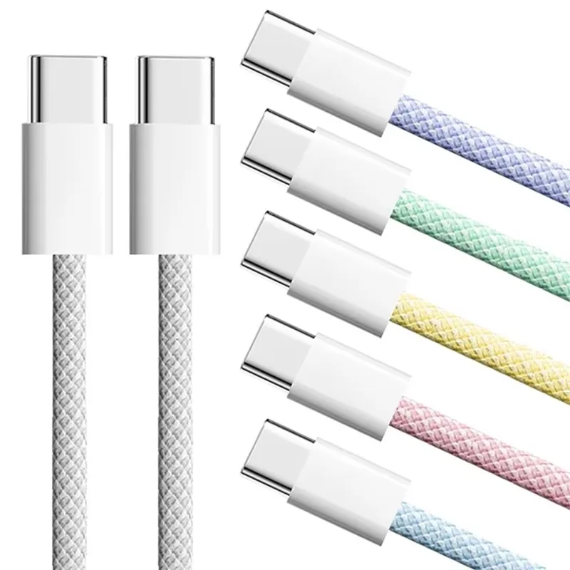 Dual Type-C 100W PD USB C Fast Charging Cable for iPhone 15 pro Max/Plus 16 Samsung Moto OPPO VIVO Xiaomi Redmi Braided Cable