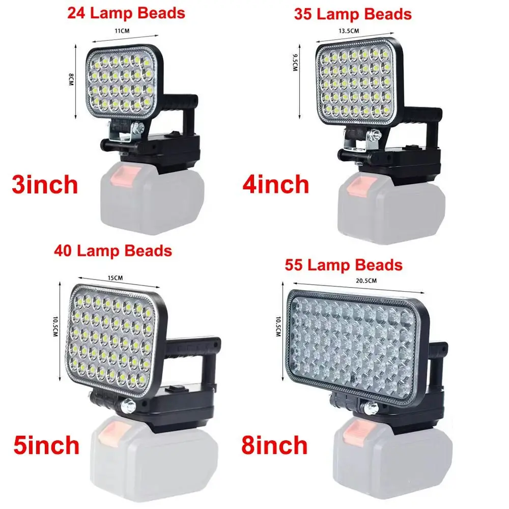 3/4/5/8in LED ضوء العمل قابل للتعديل العالمي في الهواء الطلق الكشاف عالية السطوع بطارية ليثيوم مصباح