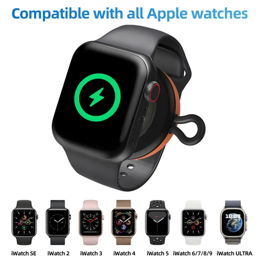 Portable Watch Wireless Charger For Apple Watch 2 3 4 5 6 7 8 SE Samsung Galaxy 5 Pro 5/4/3 Active 2/1 Type C Magnetic Charging