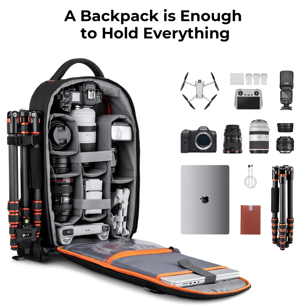 K&F Concept Professional Camera Backpack Photographers Large Waterproof Photography Camera Bag with Laptop Tripod Compartment