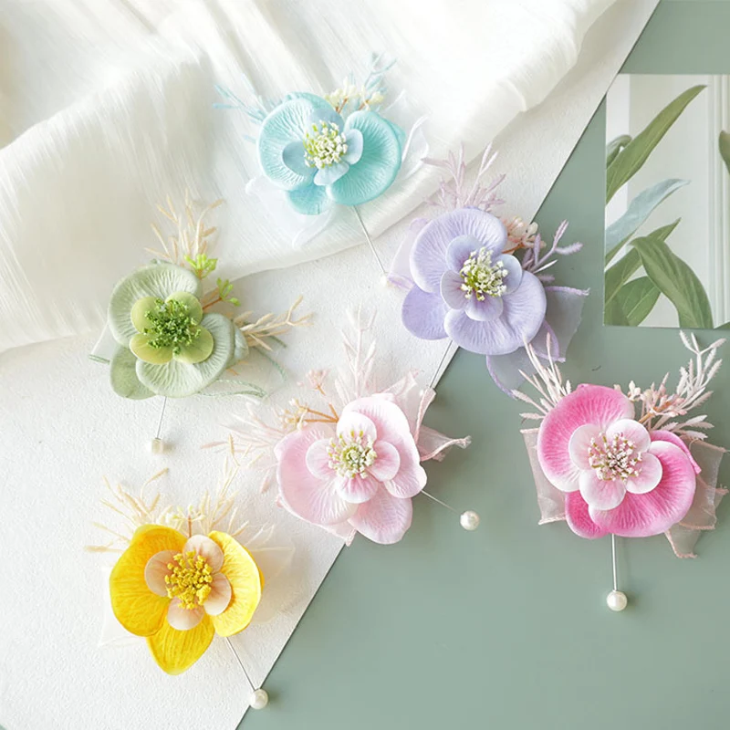 25077 Wrist Corsage and Boutonniere Flower On Wrist for Bride Bridesmaid Wedding Boutonniere for Men Groom Groomsman Prom Party