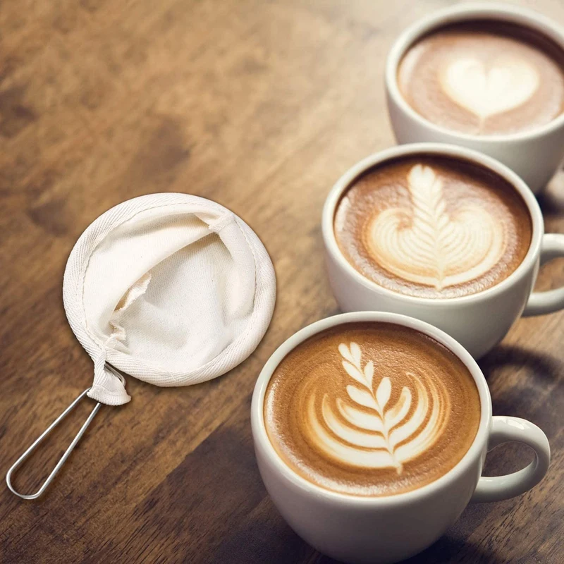 4 Stuks Flanellen Doek Koffie Filter Zeven Herbruikbare Koffie Druppelaar Met Handvat Handgemaakte Koffie Accessoires Voor Thuisgebruik