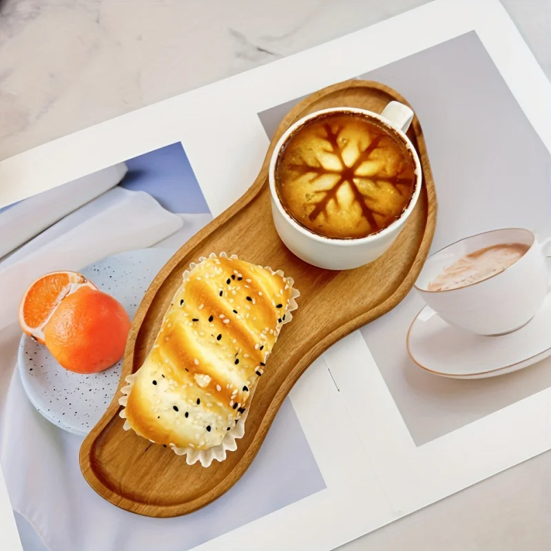 bandejas de café de madera estilo, bandejas de frutas, postres, dulces, pan, snacks, pasteles, comida, bandejas de mesa