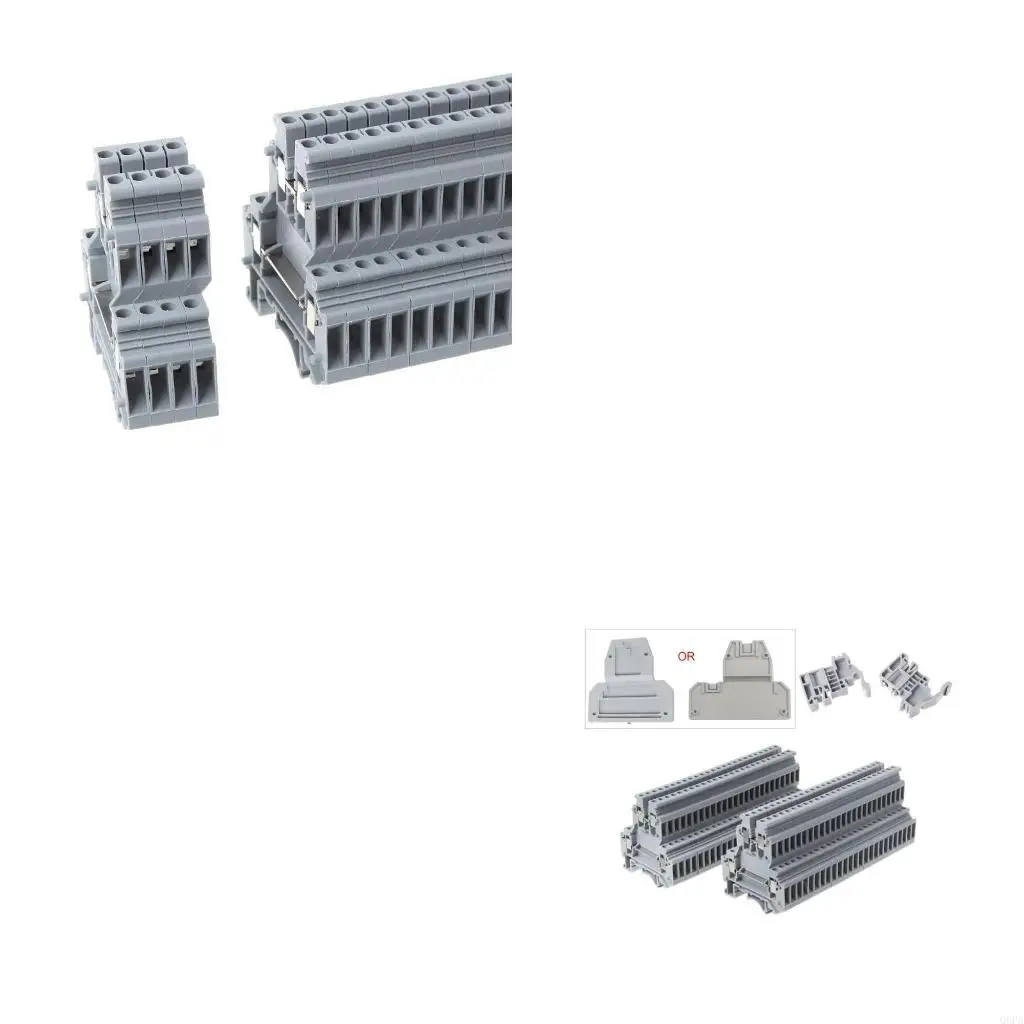Q6PA 50 Pcs UKK3 DIN Double Level Dual Row Terminal Block 500V 25A 28-12AWG Gray