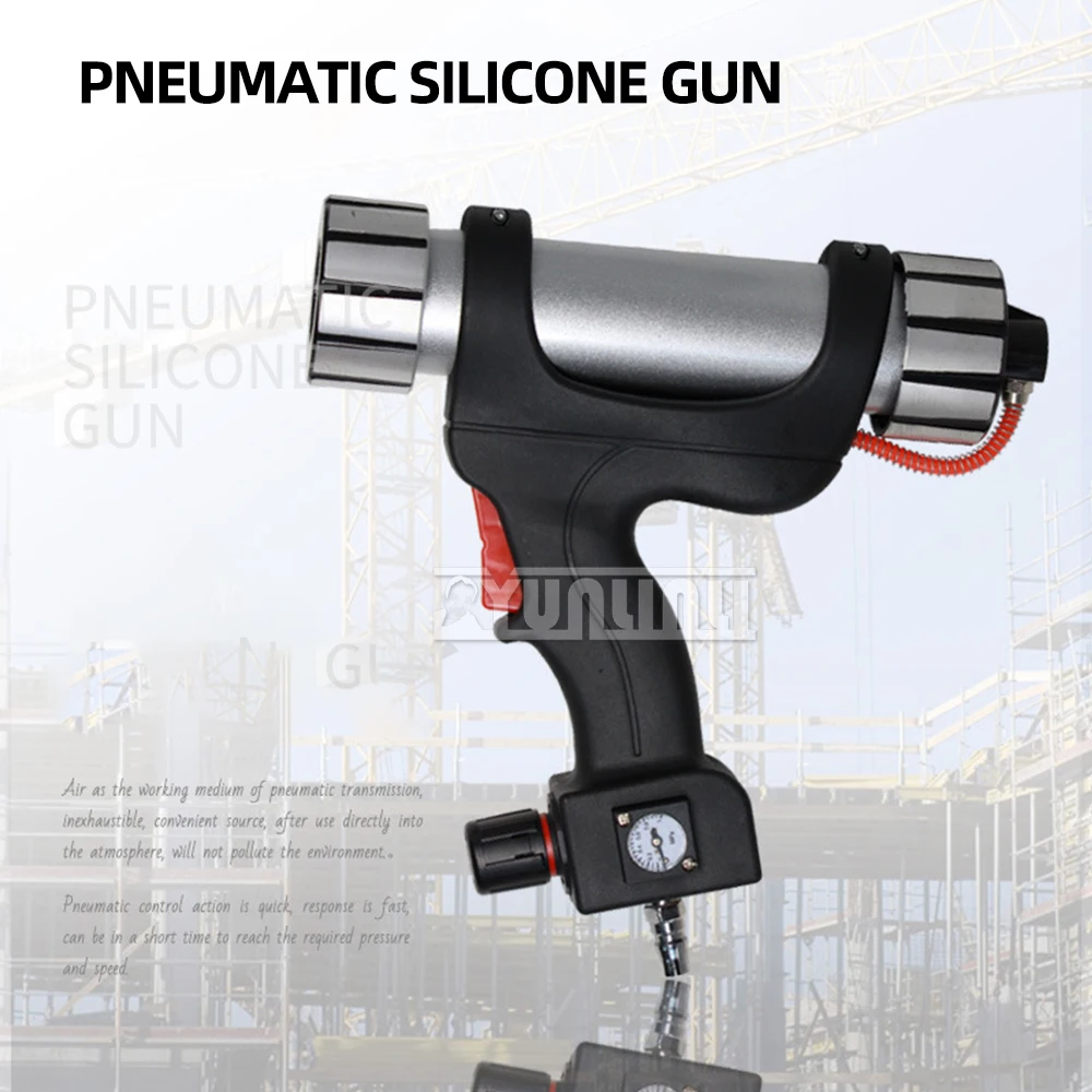 DL-803B Adjustable Speed Pneumatic Glass Glue Gun with Meter, Silicone Gun, 300ML Hard Glue Sealant Applicator Tool