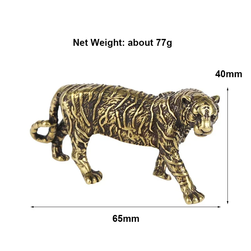 Neue Kreative Massive Messing-Tigerstatue Reines Kupfer Große Tigerfigur Vintage Tiermodell Miniatur Schreibtisch-Deko Ornament – Detail 5