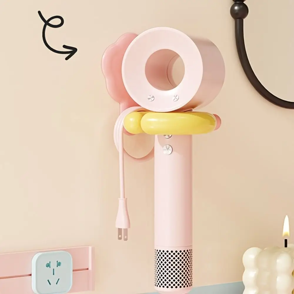 

Настенный держатель для фена без сверления, экономящий место, многоразовый, для хранения фена, вешалка для фена, для ленивых