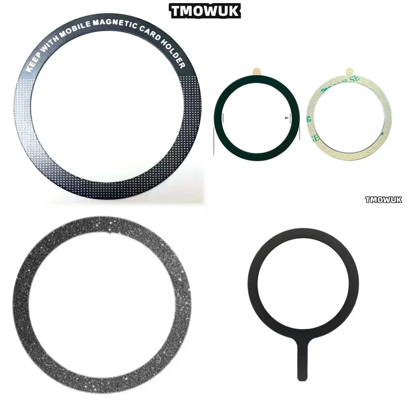 

Для iPhone 13 14 15 16 Pro Max Plus Mini, совместимые с MagSafe - стильные магнитные металлические кольца-наклейки для беспроводной зарядки